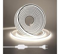 HEGEHE Tira de LED COB 3m, Flexible Tiras de Neón 220V con Cable de Alimentación, Cada Corte de 50cm, 288LEDs/m Blanco Frío Luz de Cuerda de Alto Brillo para decoración de Navidad e iluminación