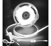 HEGEHE Tira de luces LED COB regulable de 1m,DC 12V 320 LEDs/m Flexible Tira LED,para interiores,no impermeable,Blanco Frio, con regulador táctil y fuente de Alimentación para Armario Dormitorio