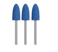 HEIBTENY 3 cabezales de molienda de corindón azul de 3 mm con vástago giratorio, para eliminación de óxido de metal, perforación de pulido en moldes de madera de jade, forma cilíndrica de melocotón