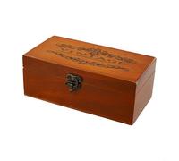 HEIBTENY Caja de almacenamiento de madera con cerradura, baúl de recuerdo hecho a mano vintage, para joyas, cartas, documentos, organizador de oficina en casa, caja segura del tesoro, S (S)