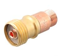 HEIBTENY Cuerpo de pinzas de latón para lente de gas rechoncho con malla, accesorio de soldadura de antorcha TIG compatible con WP-17 WP-18 WP-26, oro 14 x 28,1 mm (tamaño opcional) (2,4 mm)