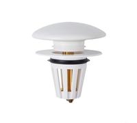 HEIBTENY Desagüe de fregadero, con válvula de filtro de cesta antiobstrucción, para bañera, lavabo, cocina, tapón de porcelana ABS, para agujero de 34-40 mm, blanco
