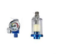 HEIBTENY Filtro separador de aceite de aire neumático con regulador de presión de 1/4 pulgadas, trampa de humedad eficiente, para sistemas de aire comprimido, cuerpo de aleación (azul)