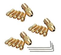 HEIBTENY Juego de 3 portabrocas de latón, pinza de 0,5 a 3 mm para mini taladro eléctrico, taladro manual, herramienta giratoria, compatible con madera, ABS, perforación de papel, dorado