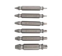 HEIBTENY Juego de 6 extractores de tornillos dañados, kit de extracción de tornillos rotos HSS de doble cabeza y tornillos oxidados con funda protectora, tamaños 0# a 5# para quitar tornillos y pernos