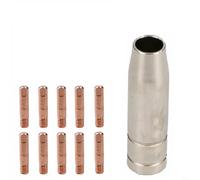 HEIBTENY MB15 MIG Kit de consumibles con puntas de contacto 0.6mm 0.8mm 1.0mm Shroud Boquilla titular para Clarke SIP MIG130 140 200 soldadores 15AK antorcha repuestos 11pcs (0.8mm)