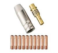 HEIBTENY MB15 MIG Kit de cubierta de boquilla de soldadura y puntas de contacto M6x25mm Juego de soporte difusor de gas con consumibles de cobre 06/08/10mm para antorcha 14AK 15AK (1 mm)