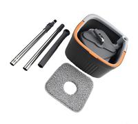 HEIBTENY Mopa giratoria de 360 grados con cubo autolimpiante, sistema de fregona giratoria en seco y húmedo de doble propósito, mango ajustable para madera dura para suelos de mármol de baldosas