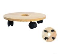 HEIBTENY Planta de madera para carrito con ruedas, soporte cuadrado redondo de pino macizo, bandeja móvil resistente con 2 ruedas de bloqueo para macetas grandes de interior y exterior, impermeable