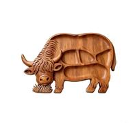 HEIBTENY Tabla de embutidos de madera, con compartimentos divididos, bandeja para servir en forma de vaca, para queso, frutas, carnes, bandeja rústica para aperitivos, para fiestas, reuniones, cenas