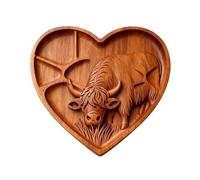 HEIBTENY Tabla de embutidos de madera, con compartimentos divididos, bandeja para servir en forma de vaca, para queso, frutas, carnes, bandeja rústica para aperitivos, para fiestas y cenas (corazón)