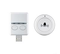 HEIBTENY Timbre inalámbrico con control remoto, receptor alimentado por USB de largo alcance de 150 m, 30 campanillas ajustables y niveles de volumen para sistema de llamadas en casa, oficina, cama