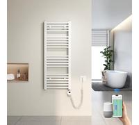 Heilmetz Radiador Toallero Eléctrico 100x40 cm con WiFi, Secatoallas Inteligente con Control por App Tuya, Termostato Programable y Temporizador, Blanco 300W