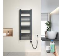 Heilmetz Radiador Toallero Eléctrico 100x40 cm con WiFi, Secatoallas Inteligente con Control por App Tuya, Termostato Programable y Temporizador, Antracita 300W
