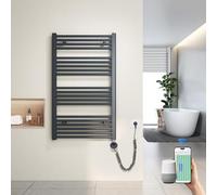 Heilmetz Radiador Toallero Eléctrico 100x60 cm con WiFi, Secatoallas Inteligente con Control por App Tuya, Termostato Programable y Temporizador, Antracita 500W