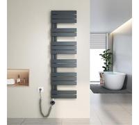 Heilmetz Toallero electrico baño 1385x400mm 600W, radiador toallero electrico con termostato Elemento Calefactor y función de Temporizador（Antracita）