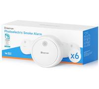 Heiman 6 detectores de humo con batería de 10 años con soporte magnético | Detector de humo Q-Label y certificado EN 14604, sensor fotoeléctrico, dispositivo independiente, color blanco