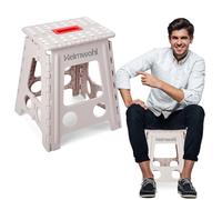 Heimwohl Taburete plegable para adultos de 16 pulgadas, taburete plegable 2025 con bloqueo de seguridad y mango giratorio, escalón plegable antideslizante con capacidad de 150 kg, ideal para el hogar
