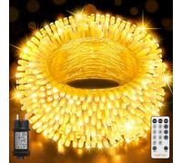 HeiPard Guirnalda Luces Navidad Exterior 20M 200 LED Luz Cálida, 8 Modos IP44 Impermeable con Control Remoto y Temporizador para Árbol, Jardín, Patio, Fiesta