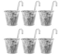 HEIYUET Juego de 6 Macetas Colgantes de Metal Vintage con Ganchos - 11.5x18cm para Balcón, Jardín, Terraza, Pared - Plantas Pequeñas y Medianas