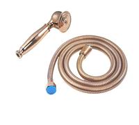 HEJIGOOD Juego de alcachofa de ducha de mano vintage de oro rosa de 1,5 m, manguera de acero inoxidable, estilo teléfono antiguo, pulverizador de latón G1 2 conector