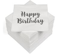 HEKU 100 servilletas, 3 capas, 33 x 33 cm, absorbentes y prácticas, ideales para bodas, aniversarios y ocasiones especiales, Happy Birthday 2