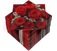 HEKU 100 servilletas, 3 capas, 33 x 33 cm, rosas rojas, absorbentes y prácticas, gran selección, ideales para ocasiones especiales