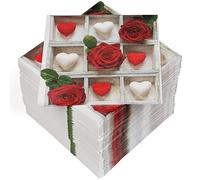 HEKU 100 servilletas, 3 capas, 33 x 33 cm, rosas y corazones, absorbentes y prácticas, fabricadas en Europa, ideales para ocasiones especiales