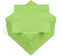 HEKU 100 servilletas monocromáticas, 3 capas, 33 x 33 cm, calidad uniforme para eventos y gastronomía, práctico paquete de 5 unidades, muy absorbente y elegante, verde claro