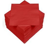 HEKU 100 servilletas monocromáticas, 3 capas, 33 x 33 cm, calidad uniforme para eventos y gastronomía, práctico paquete de 5 unidades, muy absorbentes y elegantes, color rojo