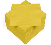 HEKU 100 servilletas monocromáticas, 3 capas, 33 x 33 cm, calidad uniforme para eventos y gastronomía, práctico paquete de 5 unidades, muy absorbente y elegante, amarillo
