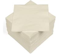 HEKU 100 servilletas monocromáticas, 3 capas, 33 x 33 cm, calidad uniforme para eventos y gastronomía, práctico paquete de 5 unidades, muy absorbente y elegante, crema