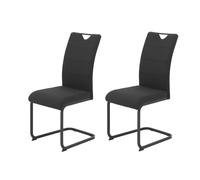 Hela Mars Set de 2 sillas de Comedor con tapizado de Tejido, Estructura metálica Cuadrada en Negro, Respaldo ergonómico, Capacidad de Carga 120 kg