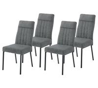 Hela Tische, Catania - Juego de 4 sillas de Comedor y sillas de Cocina, Funda de Tejido Gris, Asiento cómodo con muelles, Patas Redondas de Metal, soporta 140 kg, Certificado Oeko-Tex
