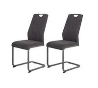Hela Tische, Christina Set de 2 Sillas de Comedor, Sillas Basculantes de Microfibra de Aspecto Vintage, Color Antracita, Estructura Metálica Gris, Respaldo con Agarre