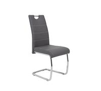 Hela Tische, Flora Paquete de 1 Silla con Base Cantilever, tapizado de Piel sintética Gris, Estructura de Tubo Redondo Cromado, Respaldo con asa, Capacidad de Carga 120 kg, Paquete de 1 Unidad