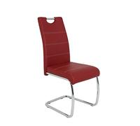 Hela Tische, Flora Silla Cantilever, tapizado de Piel sintética Burdeos, Estructura de Tubo Redondo Cromado, Respaldo con asa, Capacidad de Carga 120 kg, Paquete de 1 Unidad