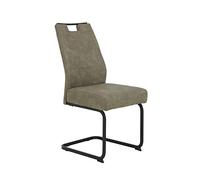 Hela Tische, Kerstin - Juego de 1 Silla de Comedor, tapizado Vintage Color Lodo, Estructura Cuadrada Negra, Asiento cómodo, Sistemas de muelles, soporta 140 kg