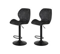 Hela Tische, Laila - Juego de 2 Sillas de Pedestal, Microfibra, Base de Metal, Color Antracita, Altura Regulable con Elevador, Base Circular, Giratorias en 360°