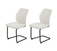 Hela Tische, Oslo - Juego de 2 sillas de Cocina con Funda de Terciopelo y Terciopelo Beige, Estructura de Metal de Tubo Redondo, Color Negro, Pespunte en Rombos, soporta hasta 140 kg