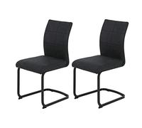 Hela Tische, Pia - Juego de 2 Sillas de Comedor, Sillas Cantilever, Microfibra de Color Antracita, Estructura Cuadrada Negra, Respaldo Ergonómico