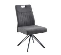 Hela Tische, Silla de Comedor giratoria Maggy, Funda Antracita, Ancho del Asiento XXL, Giratorio 360°, Patas en V, Respaldo con Tirador, soporta 200 kg, Cesta de muelles