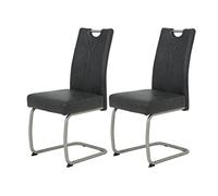 Hela Tische, Sophia Set de 2 sillas de Comedor Cantilever, tapizado de Microfibra Color Antracita, Estructura de Acero Inoxidable, cómodo Asiento con núcleo de muelles, Capacidad de Carga de 140 kg