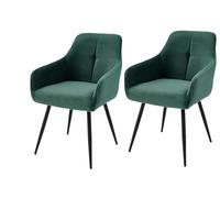 Hela Tische, Verona - Juego de 2 sillones con reposabrazos, Funda de Pana Ancha, Color Verde, cómodo Asiento con muelles, reposabrazos, Patas de Metal de Tubo Redondo cónicas, soporta hasta 120 kg