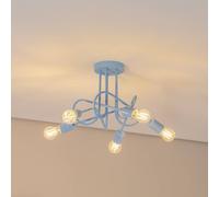 HELAM Plafón Oxford, azul claro, Ø 47 cm, metal, 5 luces