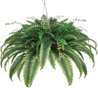 Helecho artificial Boston, grande, de plástico, con 80 ramas, ideal para decoración interior y exterior