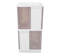 HELEVIA Estantería Giratoria, Estantería de Pie con Exhibición 360, Estante de Almacenamiento con Puerta Magnética Transparente, para Espacios Pequeños, Dormitorio, Sala de Estar, Estudio (2 Niveles)