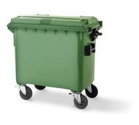 HELGUEFER - Contenedor de Basura 800 Litros Verde con Ruedas | Cubo Basura Reciclaje 156 x 137 x 78 cm | Plástico Resistente, Amplio, Fácil de Limpiar | para Negocios, Urbanizaciones o Domicilios