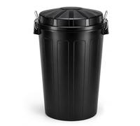 HELGUEFER - Cubo de Basura 100 Litros con Tapa y Asa Metálica | Contenedor de Polipropileno Resistente a los Golpes | Uso Profesional, Industrial o Doméstico Intensivo | Color Negro