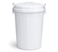 HELGUEFER - Cubo de Basura 95 Litros con Tapa y Asa Metálica | Contenedor de Polipropileno Resistente a los Golpes | Uso Profesional, Industrial o Doméstico Intensivo | Color Blanco